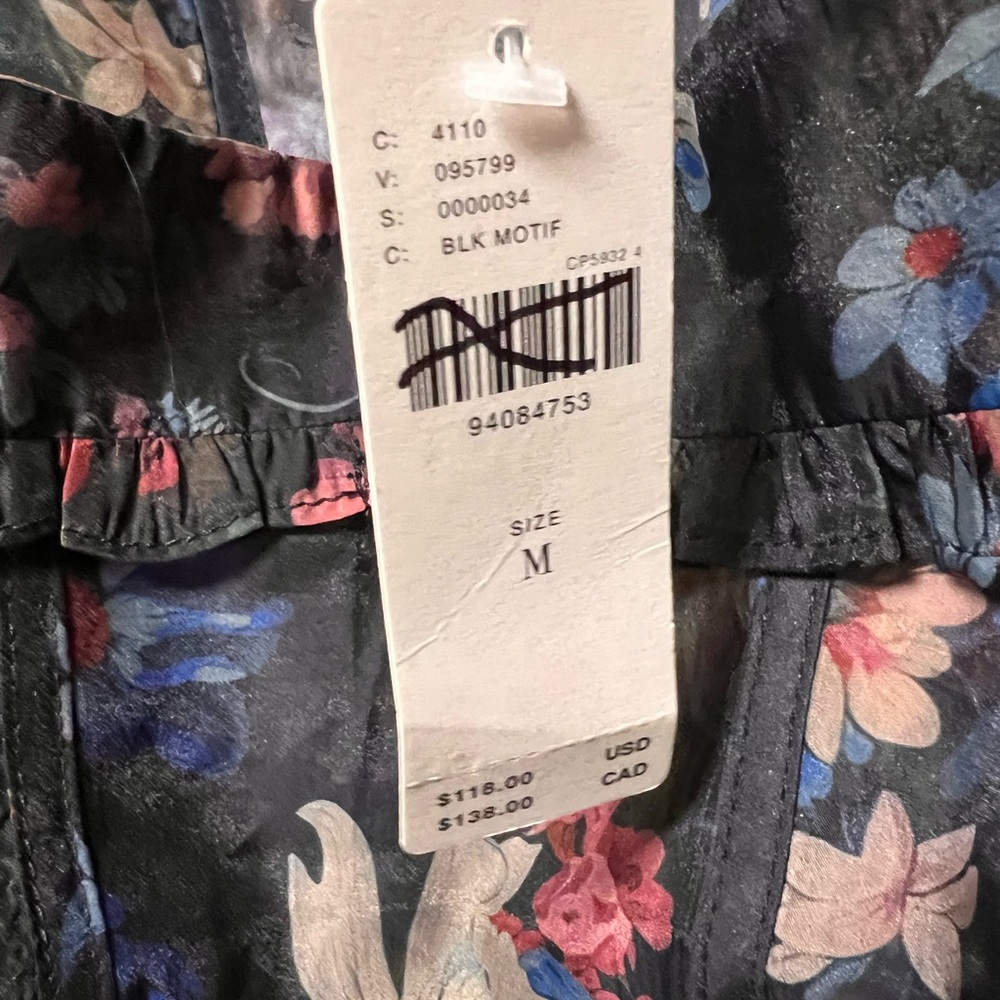 Anthropologie Floral Sheer Blouse - Black, Pink, Blue - Picture 6 of 11